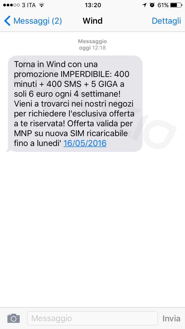 sms wind ispazio