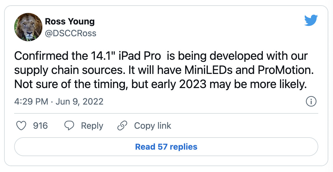 iPad Pro 2023 rumor Ross Young