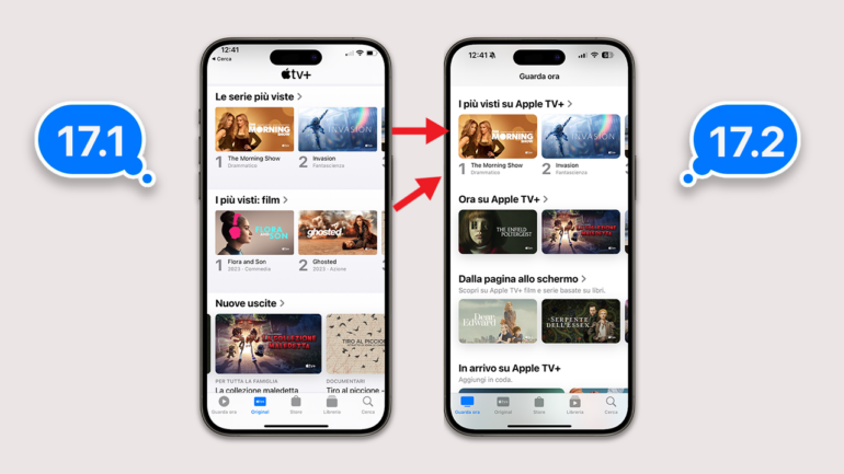 nuova sezione Apple TV + iOS 17.2 beta 1