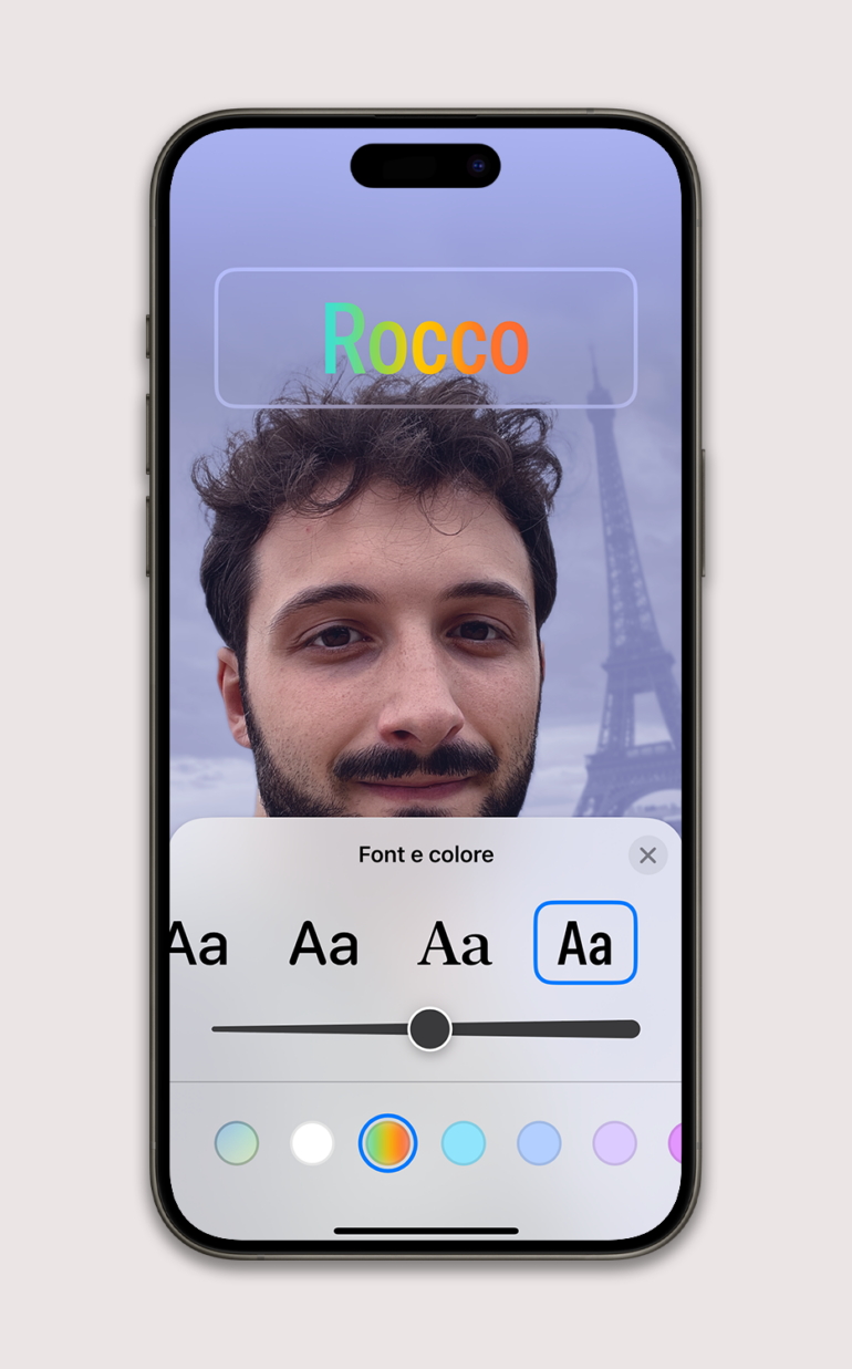 testo arcobaleno per i poster nei contatti iOS 17.2 beta 1