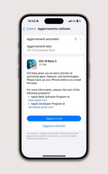 iOS 18 beta 3 aggiornamento per sviluppatori